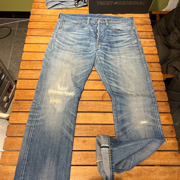 Rrl 초기형 메이드인 USA 디스트로이드 (디스트레스드) 데님 팬츠