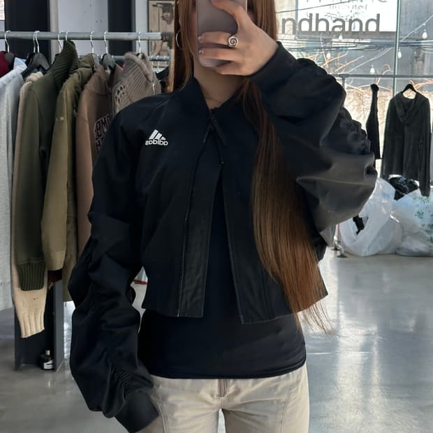 아디다스 콜렉티브 셔링 크롭 투웨이 블루종자켓