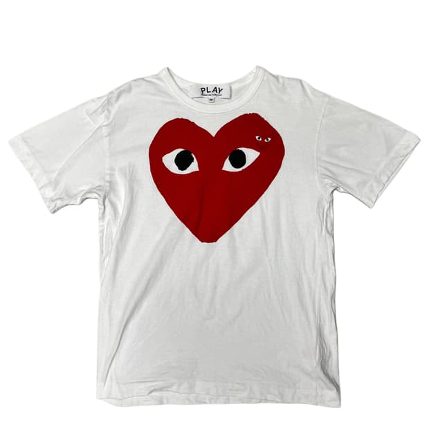꼼데가르송 더블하트 레드와펜 티셔츠 M