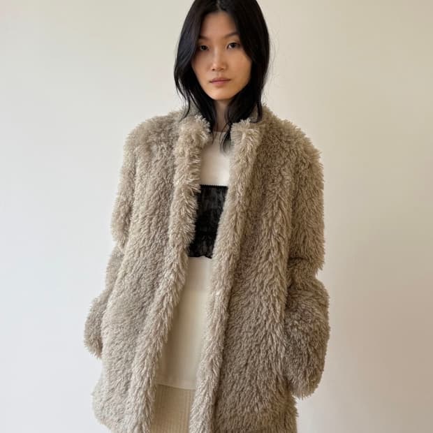 샵레터 Diane shearling coat (ash beige)