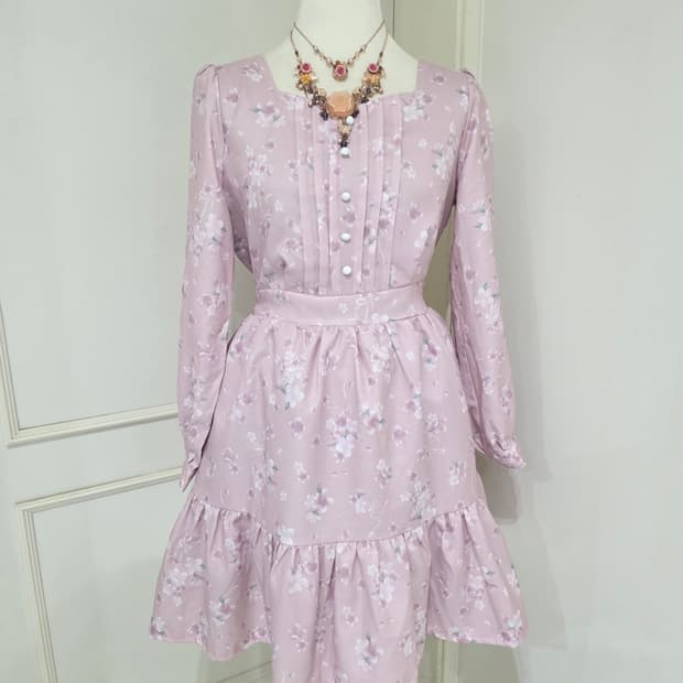 엑시즈팜 일본빈티지)플로럴 사쿠라 핑크 로맨틱 히메갸루stc 양산형원피스