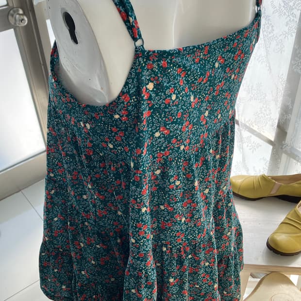 flower pattern shirring sleeveless