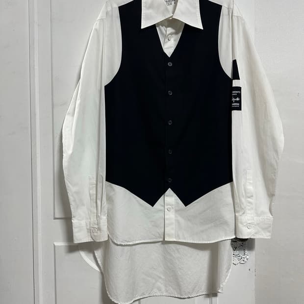 요지야마모토 뿌르 옴므 베스트 디테일 셔츠