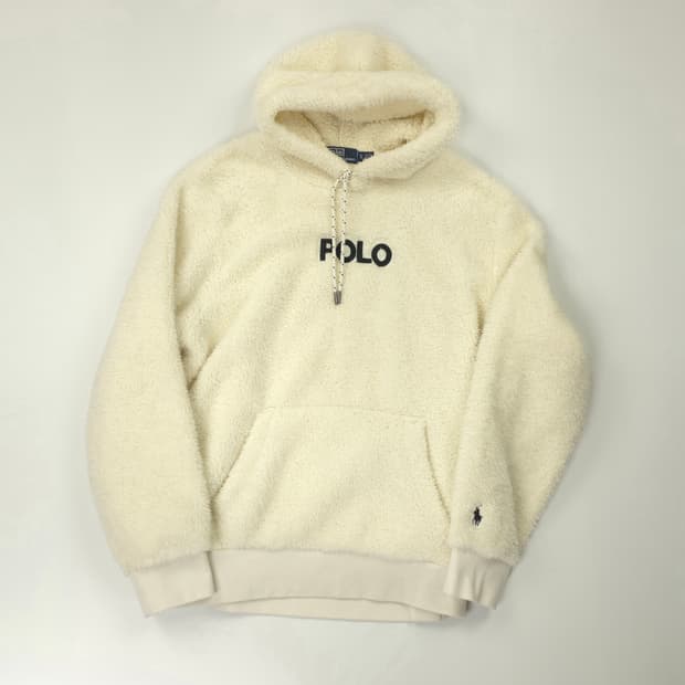폴로 랄프로렌 후드 플리스 아이보리 (XL)