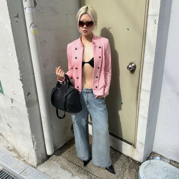 00s 데드스톡 새상품 타미 힐피거 핑크 나폴레옹 재킷