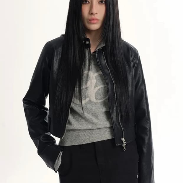 애즈온 슬림 레더 자켓
