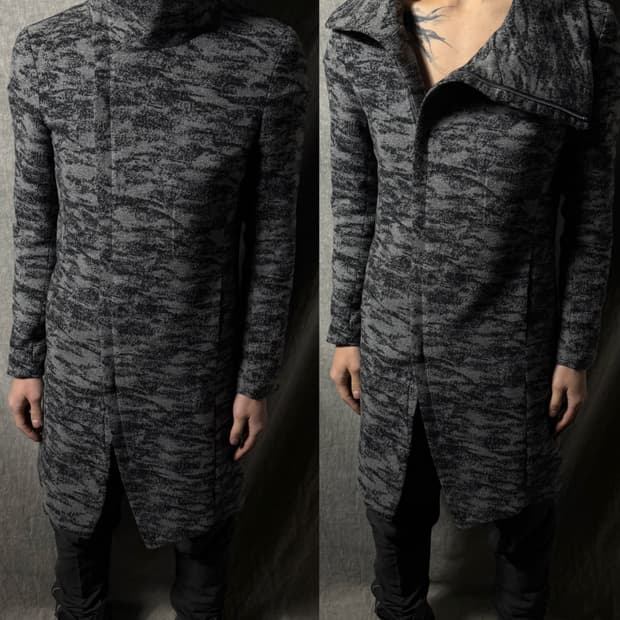 NO ID Textured Asymmetric Collar Coat 