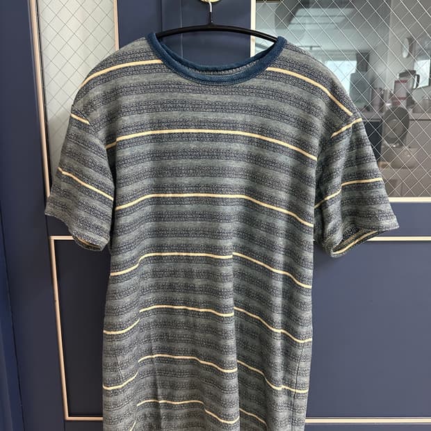 RRL 더블알엘 인디고 스트라이프 자카드 티셔츠 M