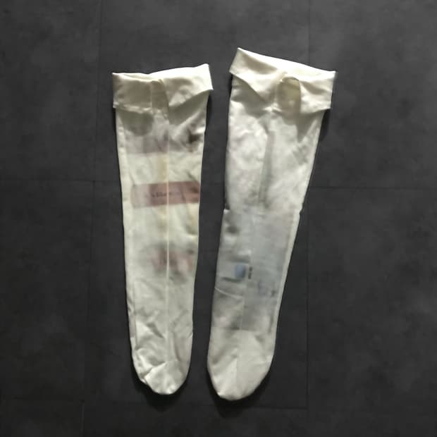 Cuff Shirt Print Sheer Long Socks