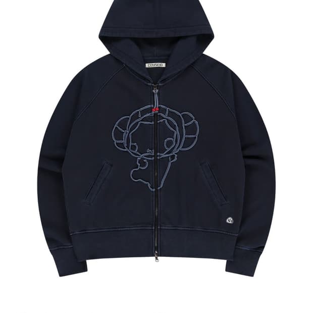 코이세이오 빈티지 테이프 후드집업 네이비