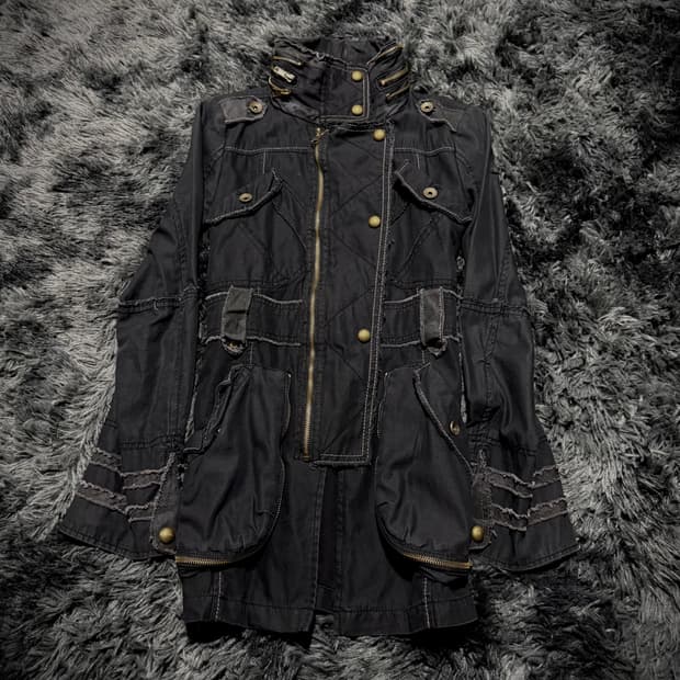 블랙 멀티포켓 그런지 디테일 밀리터리 자켓