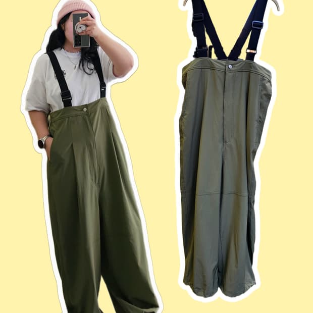 Titicaca 카키 핀턱 오버롤