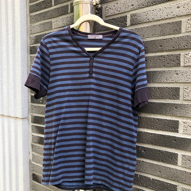 giordano stripe henley neck 