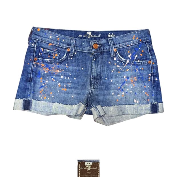 7 For All Mankind 페인트 스플레터 데님 반바지 (27)