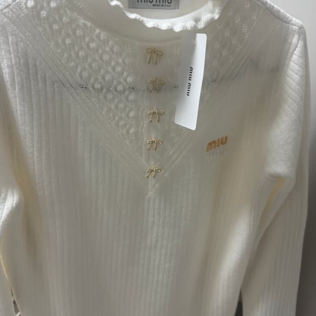 미우미우 리본 니트 아이보리