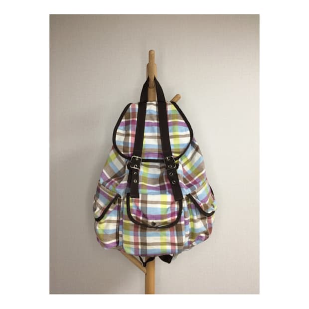 빈티지 모리걸 체크 백팩