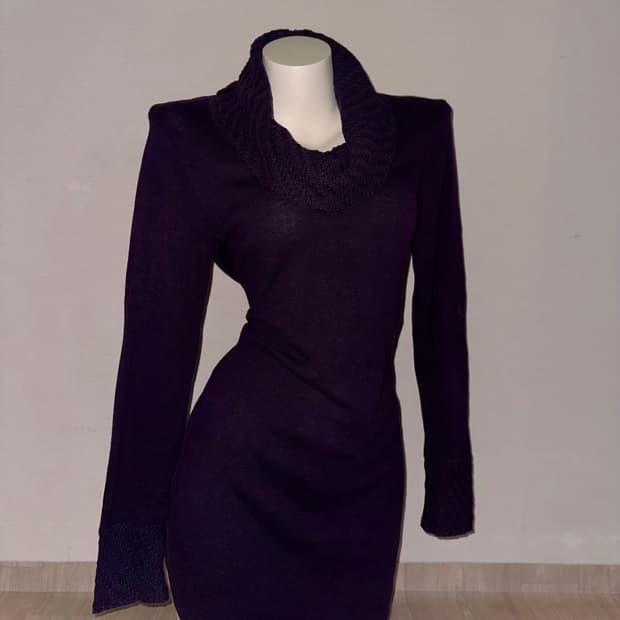 캘빈클라인 퍼플 폴라 니트 원피스 터틀넥원피스
