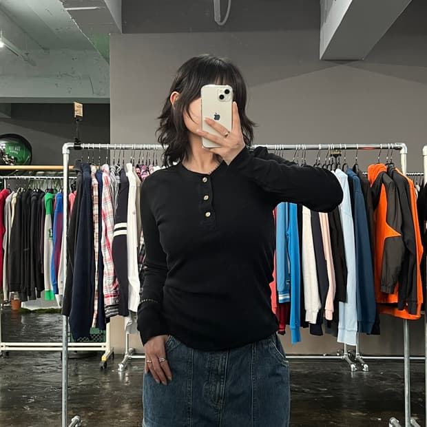 POLO RALPH LAUREN 골지 헨리넥 티셔츠