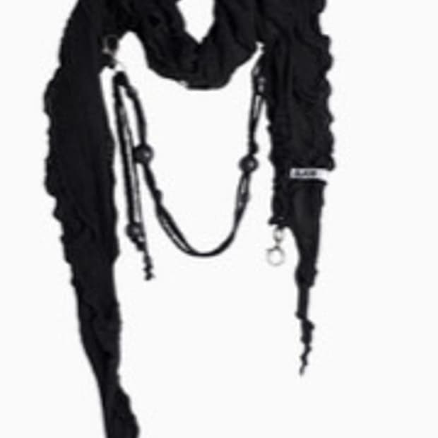 ojos Beads Strap Frill Scarf / Black