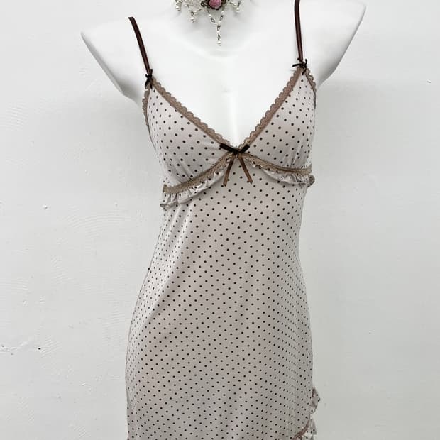 코지 라떼 도트 레이스 슬립