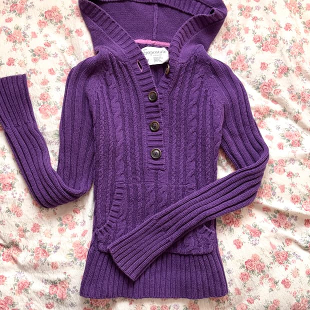 에어로포스테일 코튼 니트 후드 딱붙핏