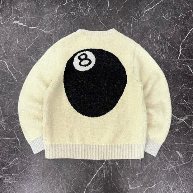 스투시 8볼 헤비 브러쉬드 모헤어 스웨터 크림