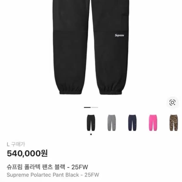 슈프림 폴라텍 팬츠 블랙 L - 25FW