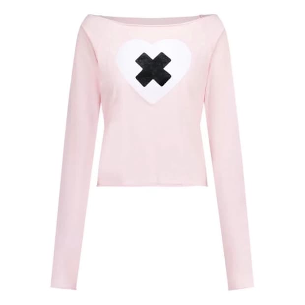 샵페어리 크로스 하트컷오프 티셔츠