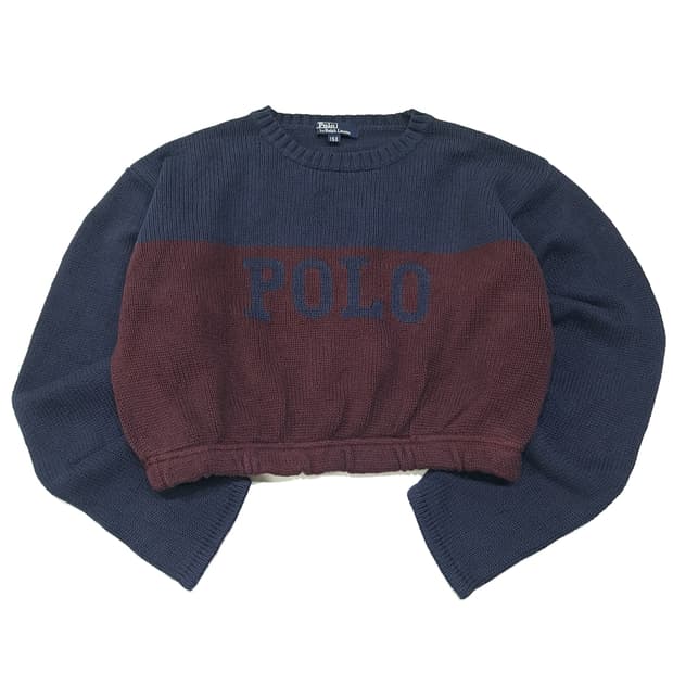 CL091 XS 폴로 니트 크롭 스웨터