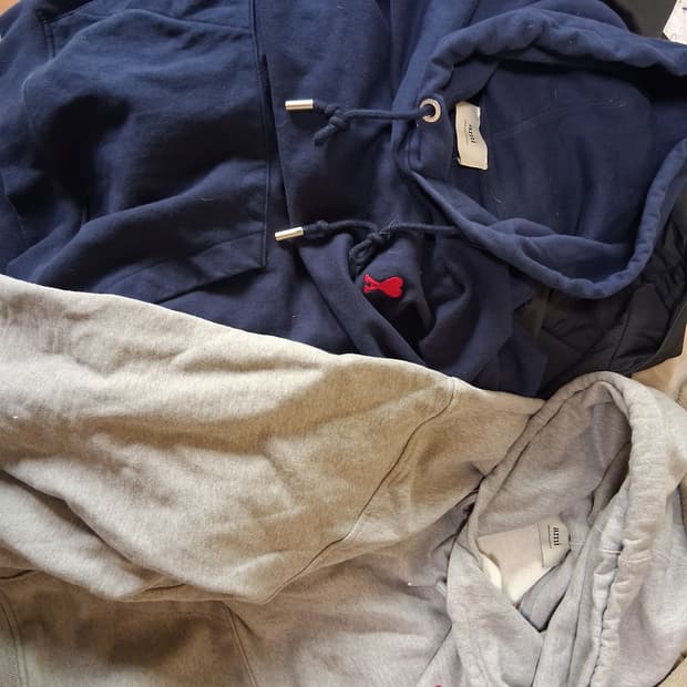 아미 후드티 XL 그레이 네이비