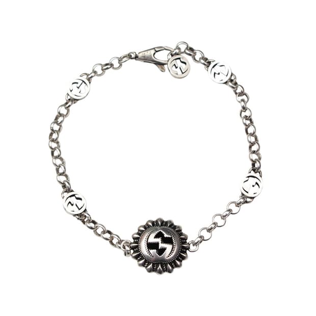 구찌 925 실버 GG 로고 참 팔찌