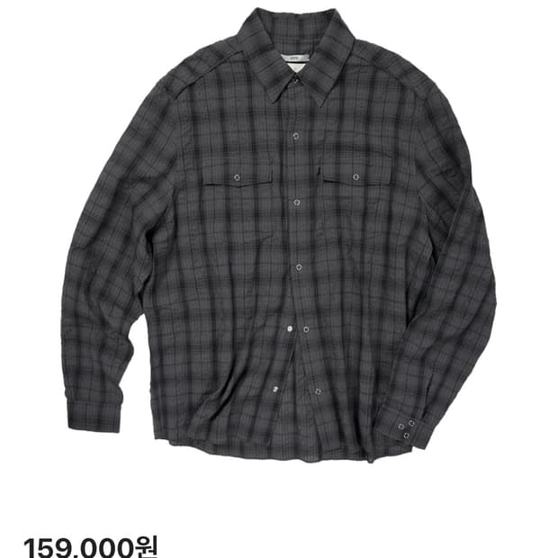 L) etce 체크 커트 셔츠 오버 다이드 차콜