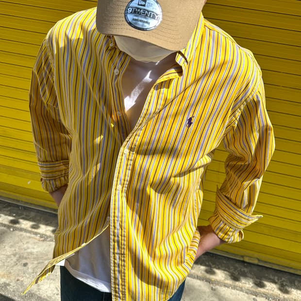 폴로 랄프로렌 옐로우 스트라이프 셔츠 커스텀핏