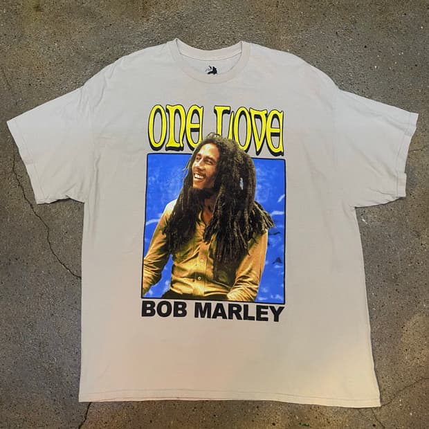 미국 빈티지 bob marley 그래픽 반팔티