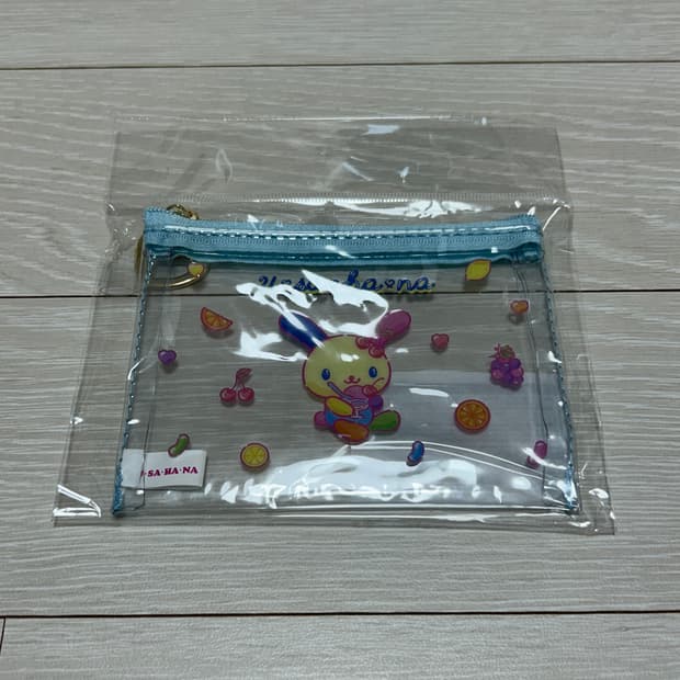 우사하나 플랫 투명 pvc 미니 파우치 블루
