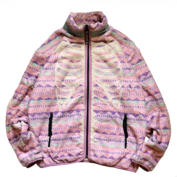 5사이즈) 캐피탈 애슐랜드 스트라이프 앤 본 플리스 집 블루종 핑크