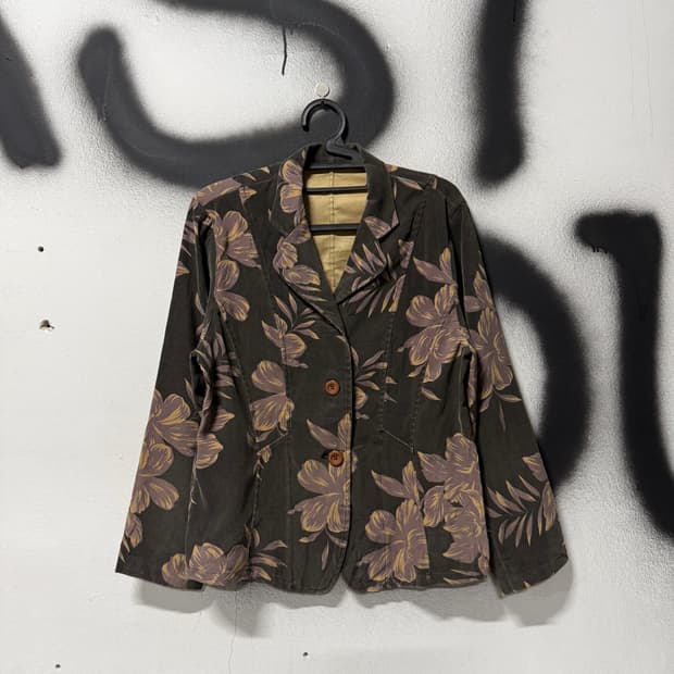 VTG 빈티지 플라워 자카드 패턴 코튼 싱글 자켓