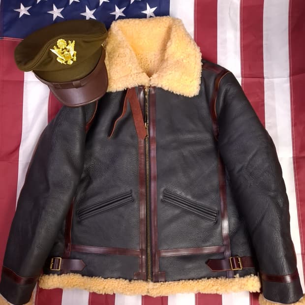 새제품 WW2 대전용 밀리터리 리얼레더 B-6 항공 폭격기 무스탕