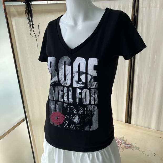 y2k lip printing short sleeve