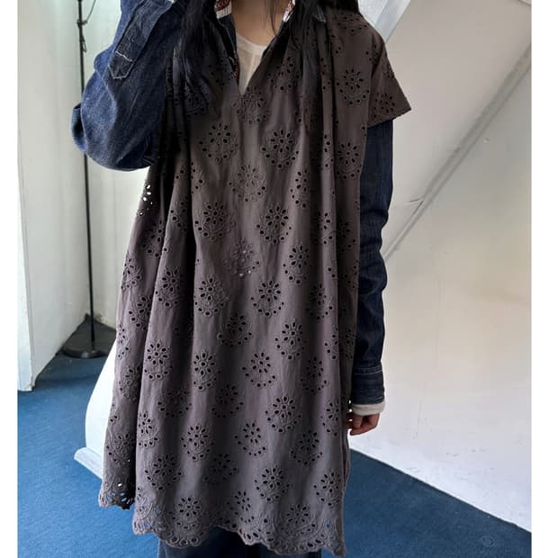 Punching design stitch cotton onepiece