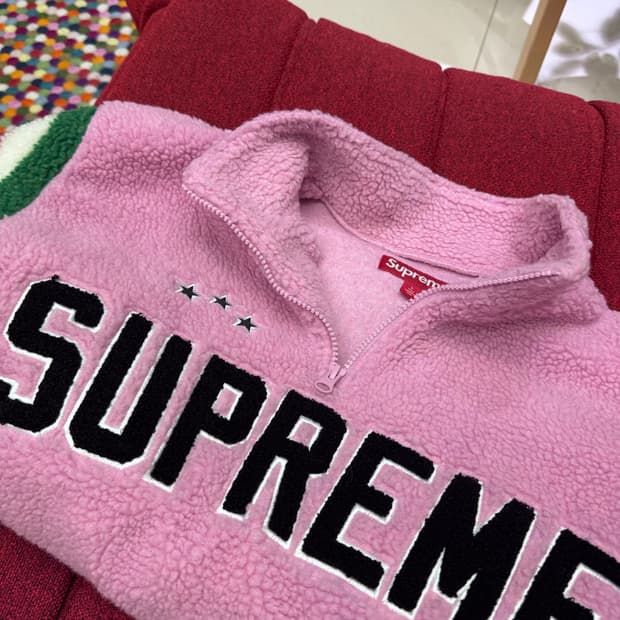 슈프림 아크로고 하프집업 후리스 핑크