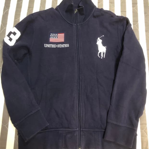 [L-XL] 폴로 빅포니 성조기 코튼 집업 치프키프 자켓