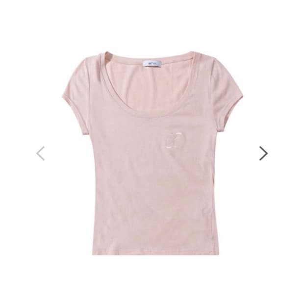 애즈온 반팔 u neck tee pink