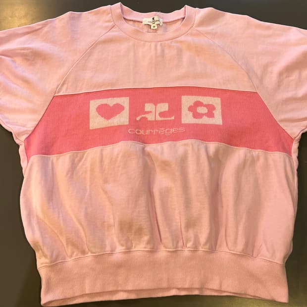 꾸레쥬 래글런 숏슬리브 탑