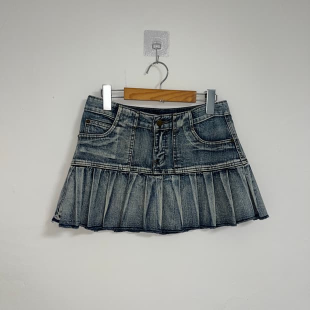 00‘s 데님 플리츠 스커트