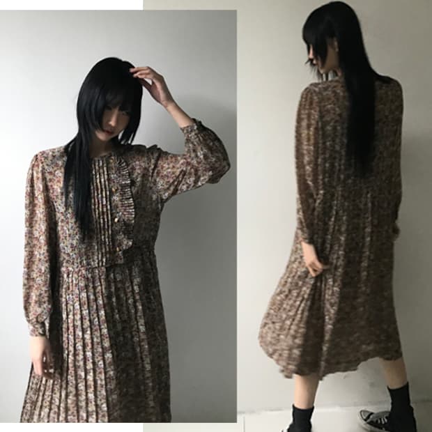 Ruffle collar pleats dress
