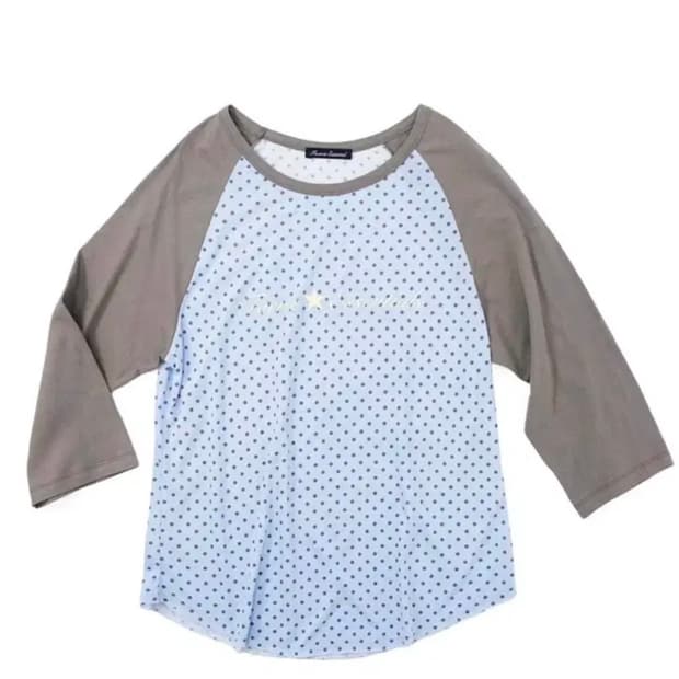 샵페어리 dot raglan sleeve top (blue)