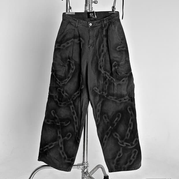 6X chain pattern denim pants 데님 팬츠 청바지