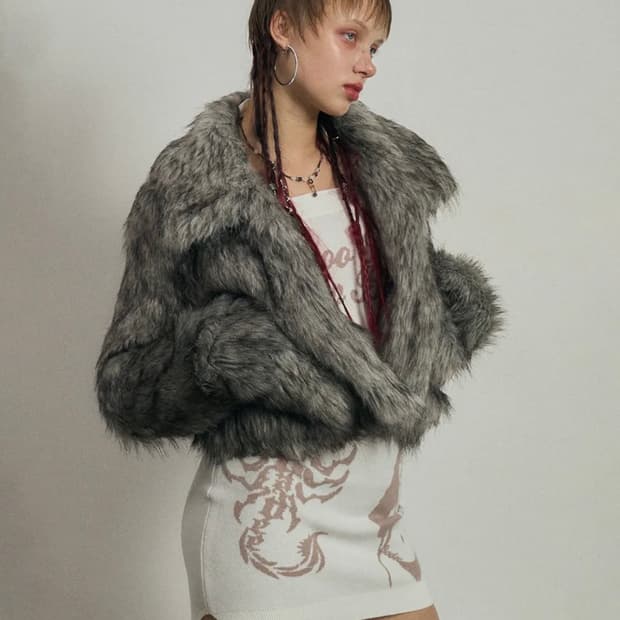 Flecked Ash Fur Jacket Gray