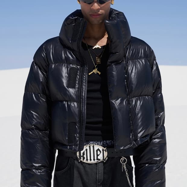 EMBROIDERED CROP PUFFER JACKET BLACK